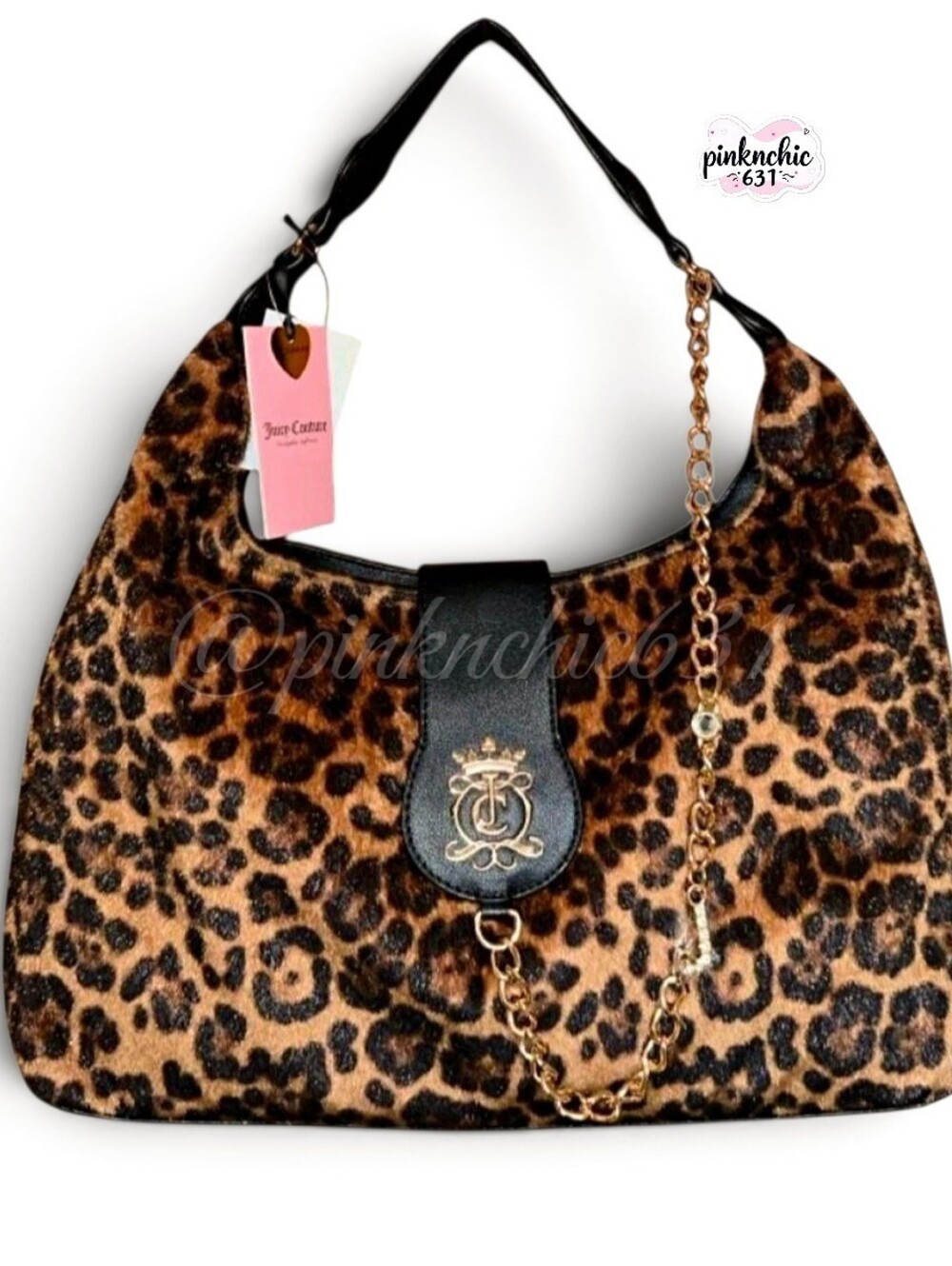 Juicy Couture Juicy Royal Crest Large Hobo/Coho Natural Leopard Print Y2K Purse